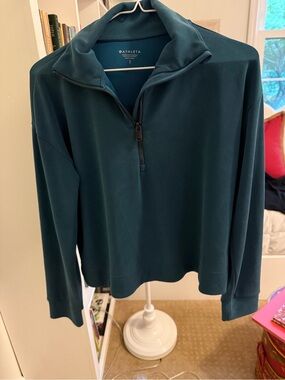 Athleta Deep Teal Seasoft quarter zip pullover
